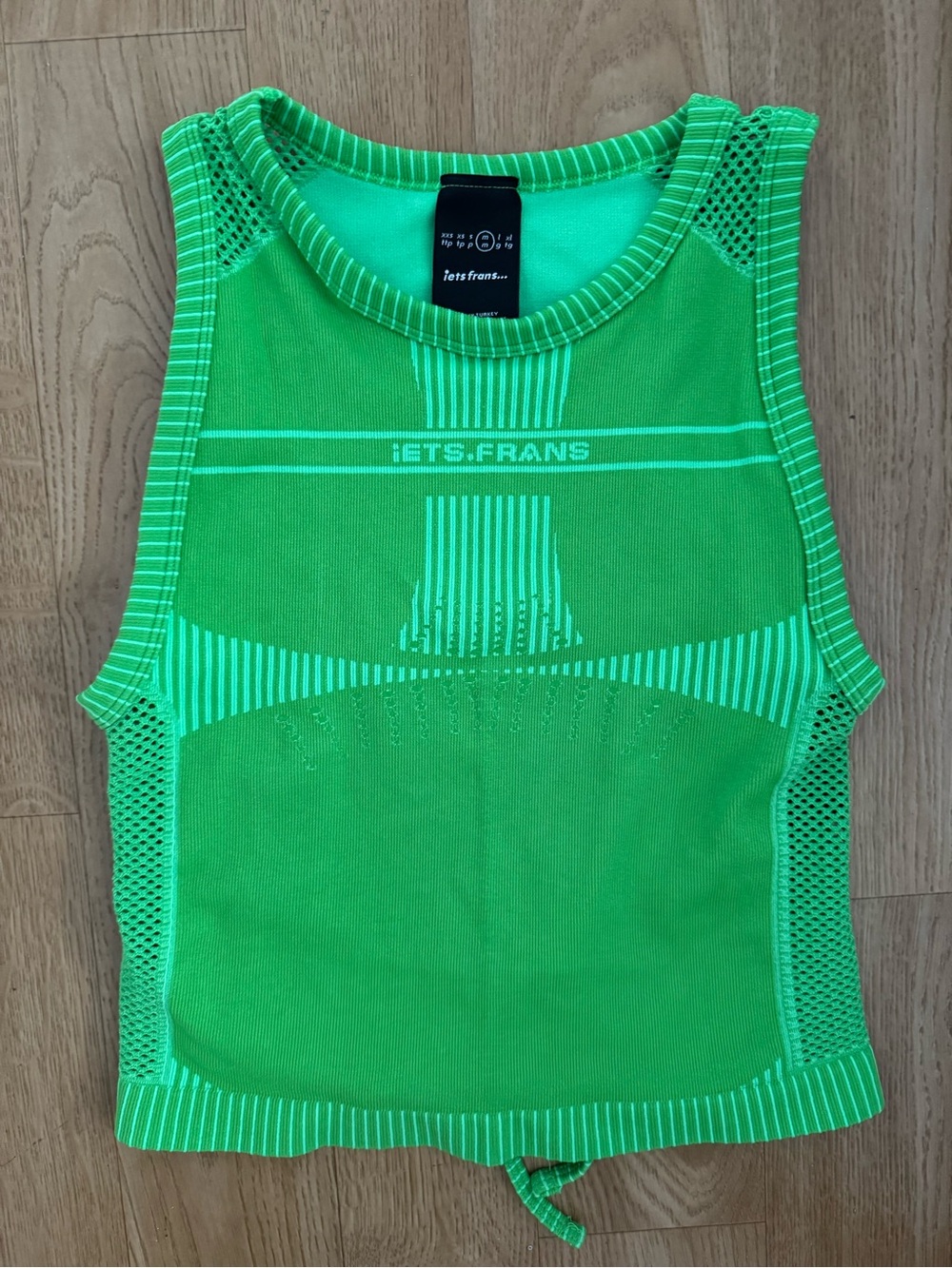 iets frans Neon Green Seamless Crop Tank with open back